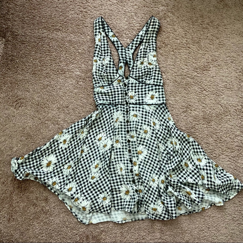 Urban Outfitters Checkered Sunflower Dress